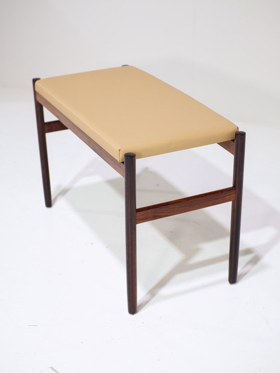 Image 1 of Bankje kruk Spøttrup palissander leer Deens vintage