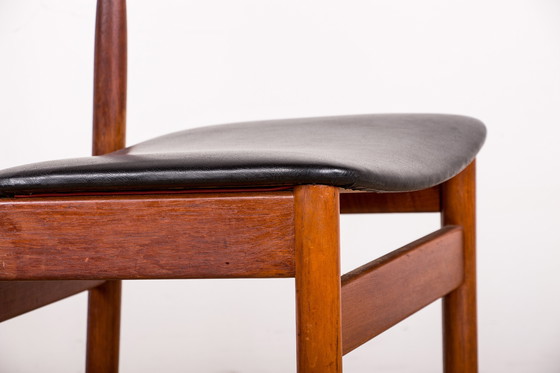 Image 1 of Set of 4 Danish Teak Chairs in Black Skaï by P.E. Jorgensen for Farso Stolefabrik 1960