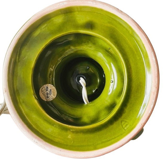Image 1 of Vintage Space Age lamp base green glossy ceramic 1970s