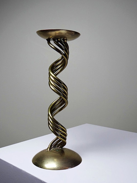 Image 1 of Bougeoir en laiton torsadé "Barley Twist" Mid-Century moderne, 1950-1970