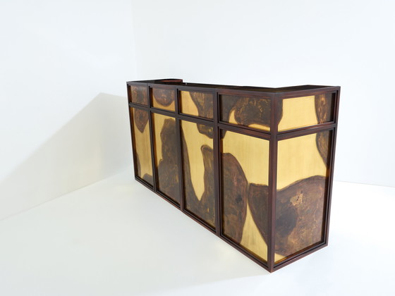 Image 1 of Isabelle and Richard Faure Oxidized Brass Bar Cabinet Counters 1970s