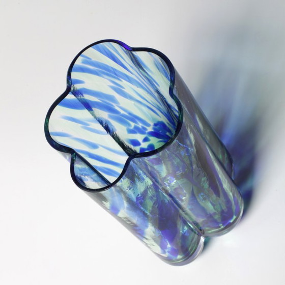 Vaso in Vetro Scandinavo Vintage Pauline Cloud / Blu e Verde / Rune Strand per Sea Glasbruk / Svezia / Anni (photo 12 of 12)