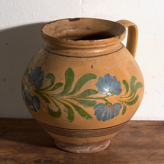 Brocca antica in ceramica smaltata, Europa Centrale, circa 1920, Stoviglie, Blu (foto 10 di 10)