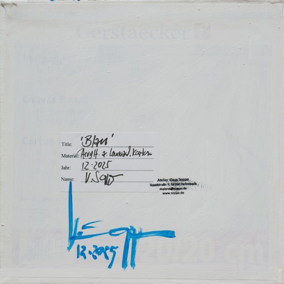 Image 1 of "Blu", dipinto unico, pezzo unico dipinto a mano, 22 x 22 cm, con cornice