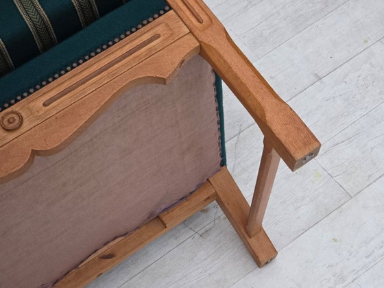 Image 1 of 1970s, Danish Armchair, Furniture Wool, Solid Oak Wood.