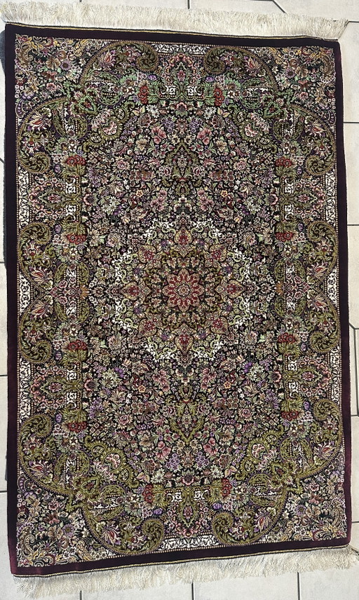 Origineel Perzisch Qom zijden tapijt – Pure zijde – Handgeknoopt – 156×104 cm – Uitstekende staat