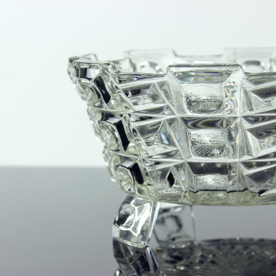 Image 1 of  Set di due ciotole in vetro pressato Art Déco di Libochovice, Cecoslovacchia, anni '30