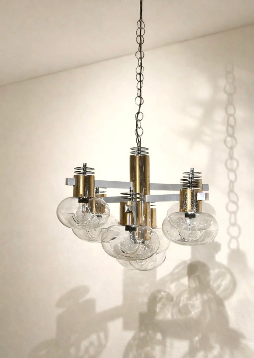Lampada a sospensione italiana Murano di metà secolo – hanglampen, Metal (photo 2 of 5)