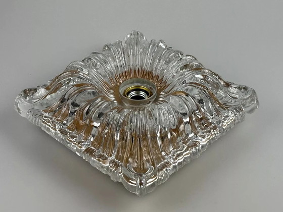 Image 1 of Lámpara de techo o lámpara de pared de los años 60 y 70, Alemania, vidrio de hielo, diseño de la era espacial