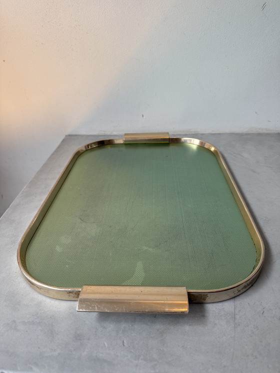 Image 1 of Vintage Kaymet Tray – Forest Green & Gold