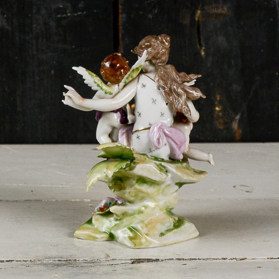 Scultura Capodimonte, Dama con Putti Musicali, Scena Bucolica – Sculture, Porcellana, Klassiek (photo 6 of 9)
