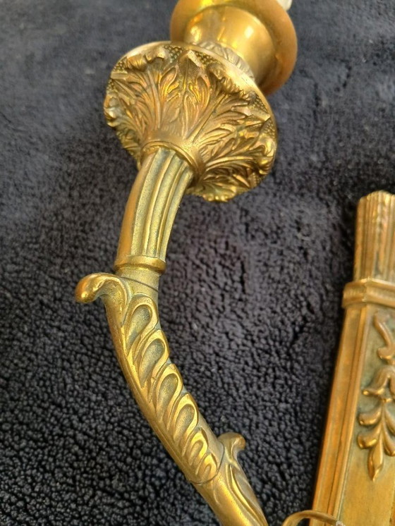 Par de Apliques de latón dorado, estilo clásico, Bronce, Classicisme (foto 5 de 6)