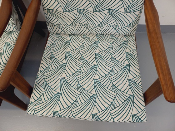 Image 1 of Pair of vintage Scandinavian armchairs by Arne Wahl Iversen for Komfort in teak and fabric from the 60s