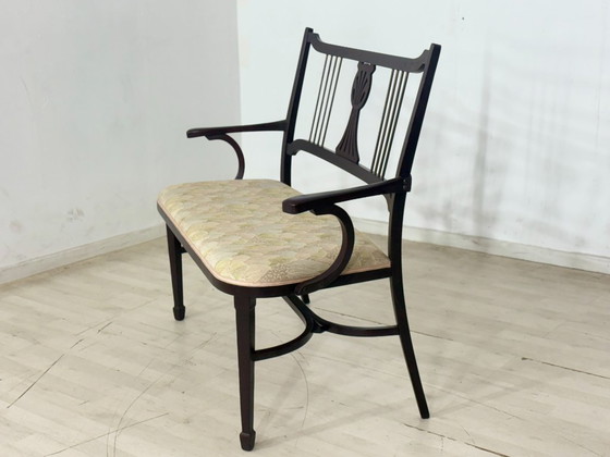 Image 1 of Originele Thonet-bank circa 1900 – Art Nouveau/Weense bank met messing rugleuning.