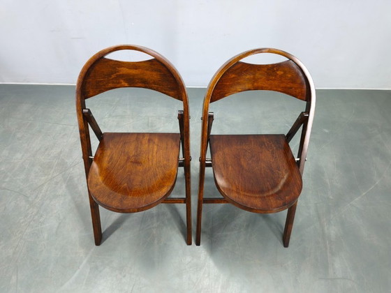 Image 1 of Paire de chaises pliantes Bauhaus B751 par Ligna, Tchécoslovaquie, années 1930