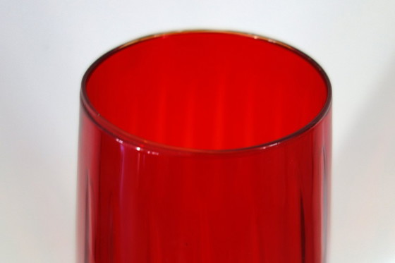 Image 1 of Large vintage red glass vase, 50cm