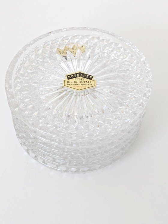 Image 1 of Sottobicchieri vintage in cristallo al piombo Hofbauer, portaoggetti in argento Art Déco, set da 6