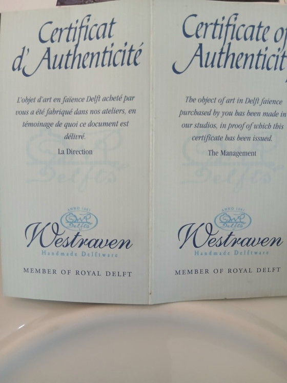 Image 1 of Wandbord - Royal Delft met Engelse tekst - diskus "MEN"