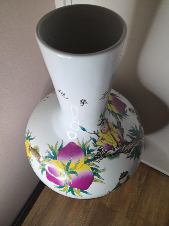 Chinese Tianqiuping Vase, 56 cm high, beautiful condition, Porcelain, Pink (photo 11 of 11)
