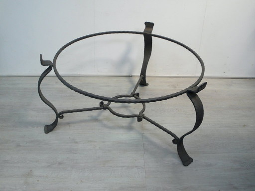 Vintage iron frame round for fire bowls or coffee table made of wrought iron, handmade