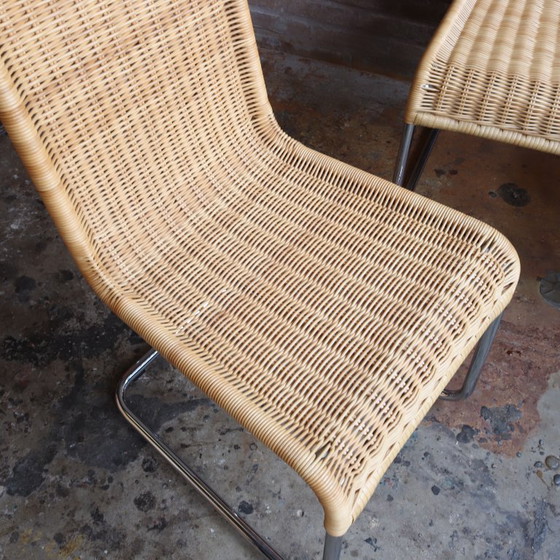 Image 1 of Set 4 rieten buisframe Chroom design jaren 80