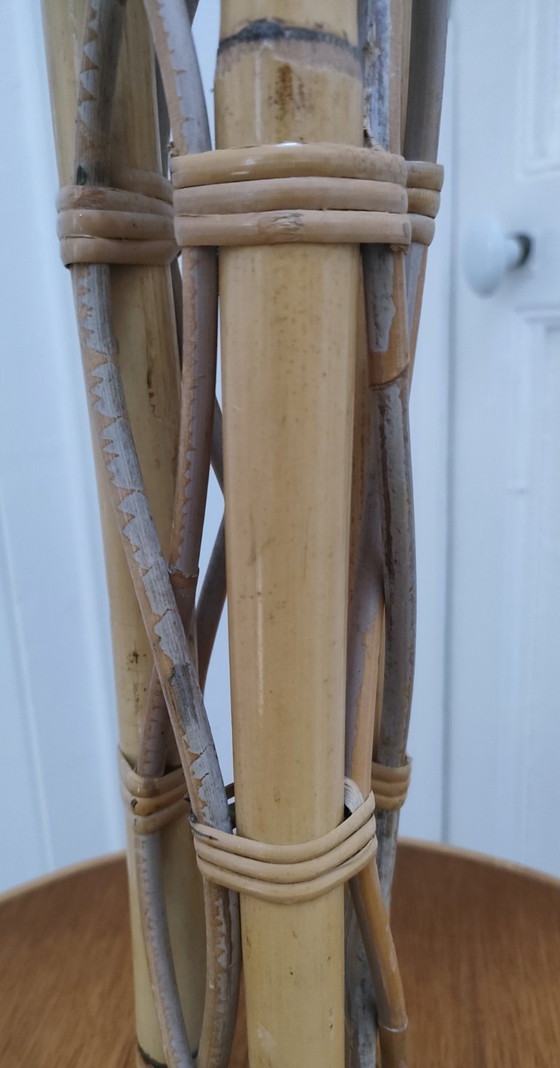 Image 1 of lampadaire bambou rotin vintage