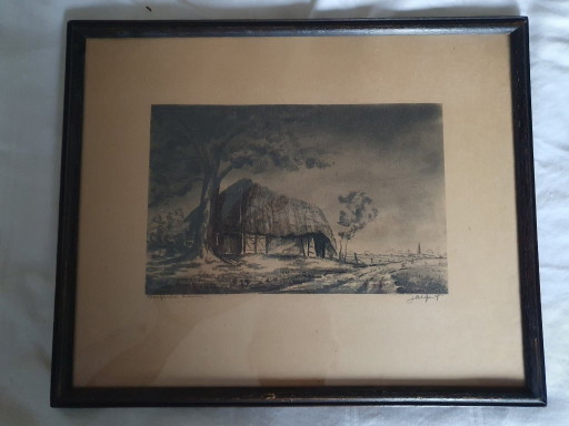 Radierung Jacques Boonen (1911-1968) – „Kempische Hoeve“ – schilderijen tekeningen, Glass, Paper