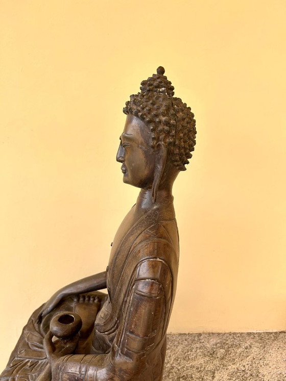 Image 1 of Title: Significant 68cm Handcrafted Bronze Buddha Statue – 22kg – Exceptional Engraved Detail