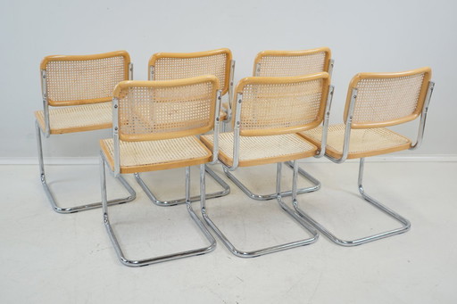Set van 6 Chaises Cesca B32 – Bauhaus-ontwerp geïnspireerd door Marcel Breuer
