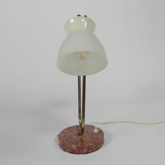 Image 1 of Table lamp with 2 plastic shades on marble base, 1950s
