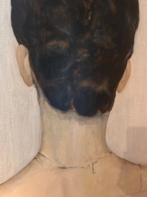 Image 1 of Título: Sin título – Mujer de espaldas Artista: Xavier Decaluwe Dimensiones: aprox. 80 x 100 cm Técnica: Óleo sobre lienzo Orige