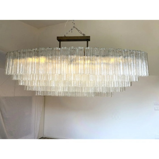 Image 1 of Oval Murano Tronchi Art Glass Chandelier