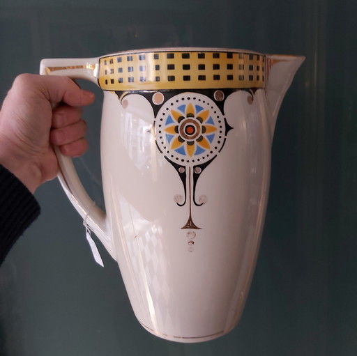 Preciosa jarra de agua con lámpara grande estilo art déco de Boch Bélgica