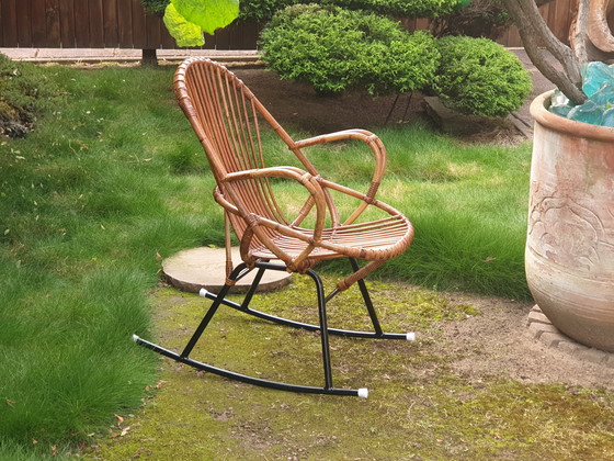 Image 1 of Vintage Rattan Dirk van Sliedregt Rocking Chair