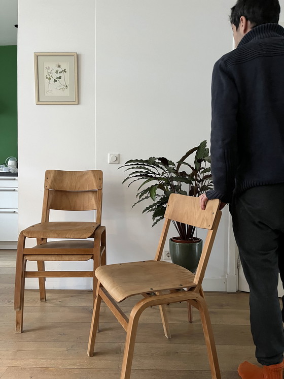 Image 1 of 4x Vintage wooden dining chairs