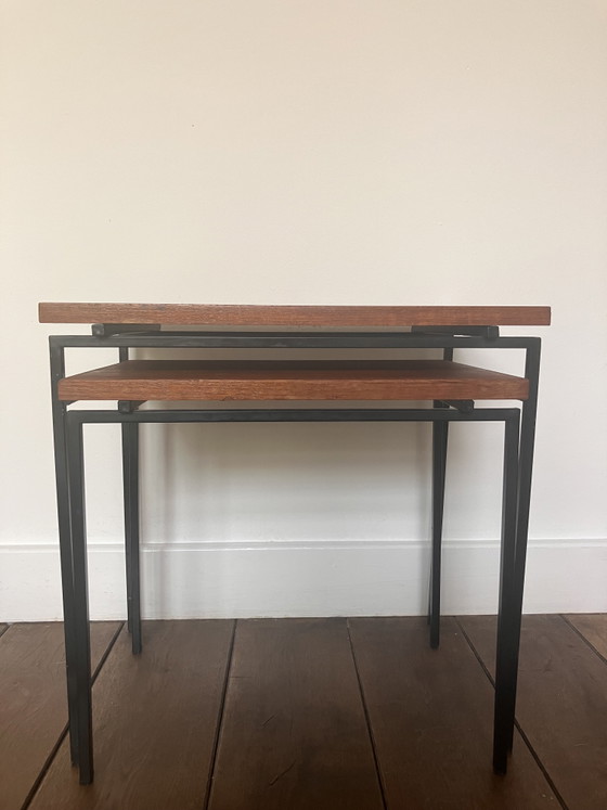 Image 1 of Ensemble de tables d'appoint vintage Pastoe, en métal et bois