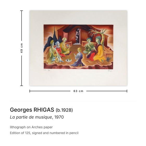 Image 1 of Georges RHIGAS La partie de musique Lithographie signée 1970