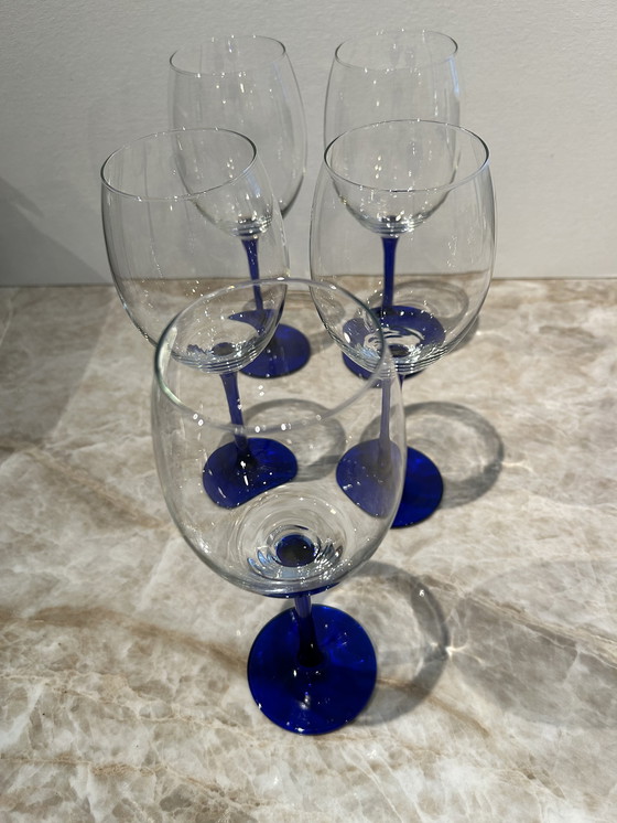 Image 1 of 5 Luminarc red wine glasses cobalt blue