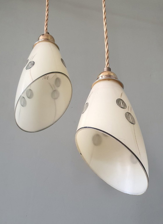 Set Vintage Hanglampen Met Decoratie. Beige / Zacht Geel – Metal (photo 11 of 27)