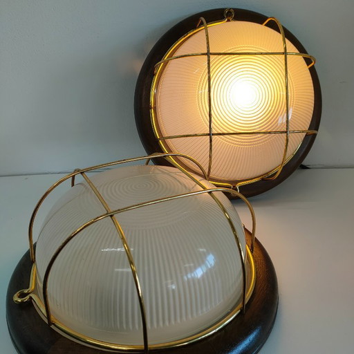 Vintage jaren 70 stallampen wandlampen (diffuus glas)