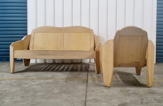 Image 1 of Banco + sillón único de madera maciza de estilo antroposófico