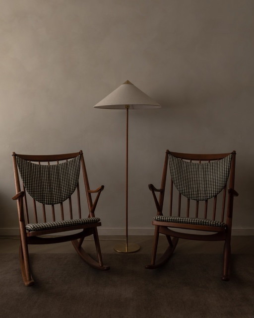 Sedia a dondolo danese in teak modello 182 di Frank Reenskaug per Bramin, anni '50