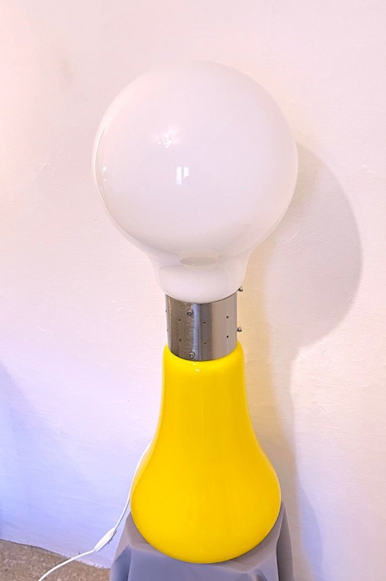 Image 1 of "Birillo" Murano lamp, geel en wit, Italië