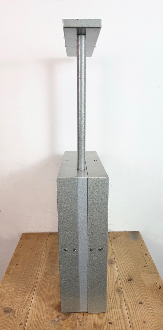 Image 1 of Large Square Industrial Double-Sided Factory Clock from Pragotron, 1960s