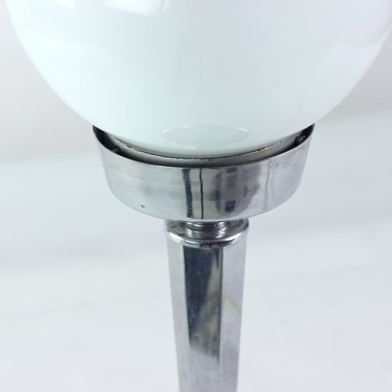 Image 1 of Art Deco Table Lamp In Chrome And Glass, Czechoslovakia 1940s