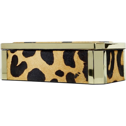 Boîte à bijoux italienne vintage en laiton et léopard, 1970