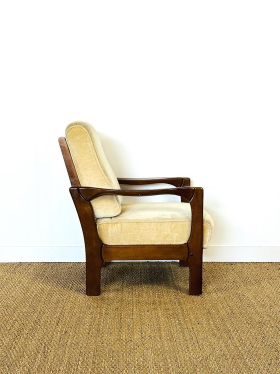 Image 1 of Schlafsofa und skandinavischer Samtsessel, 1960, 2er-Set