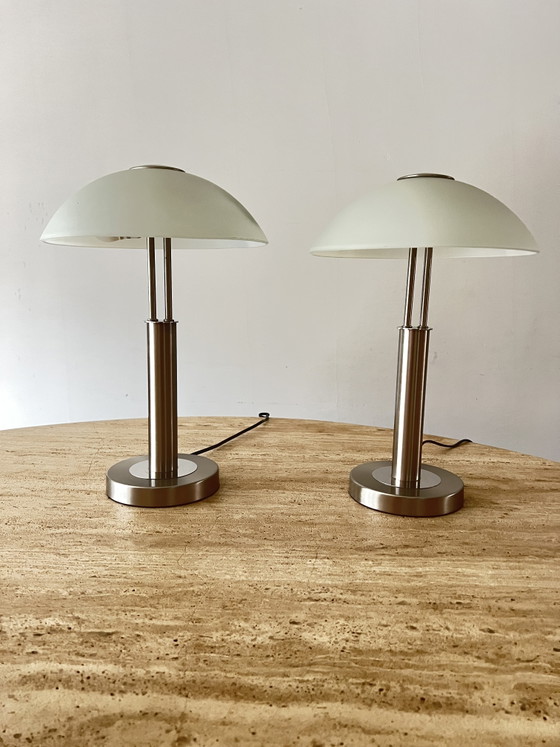 Lampada da terra WOFI Moderna / Uplighter – Fungo Nichel Opaco & Vetro Latte – Wofi Leuchten, Lampade da terra (photo 8 of 8)
