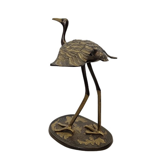Vintage Brass Crane Bird Sculpture – India 1980s – Decorative Objects (photo 5 of 7)