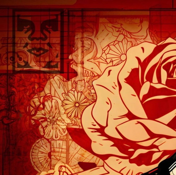 Image 1 of Thirteen: "Nike Jordan by Shepard Fairey." Hand-signed, edition 6/10. Glicee on canvas. Includes frame and hanging system.